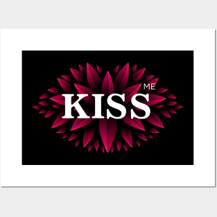 Kiss Me. Beautiful lips made of red leaves. Posters and Art